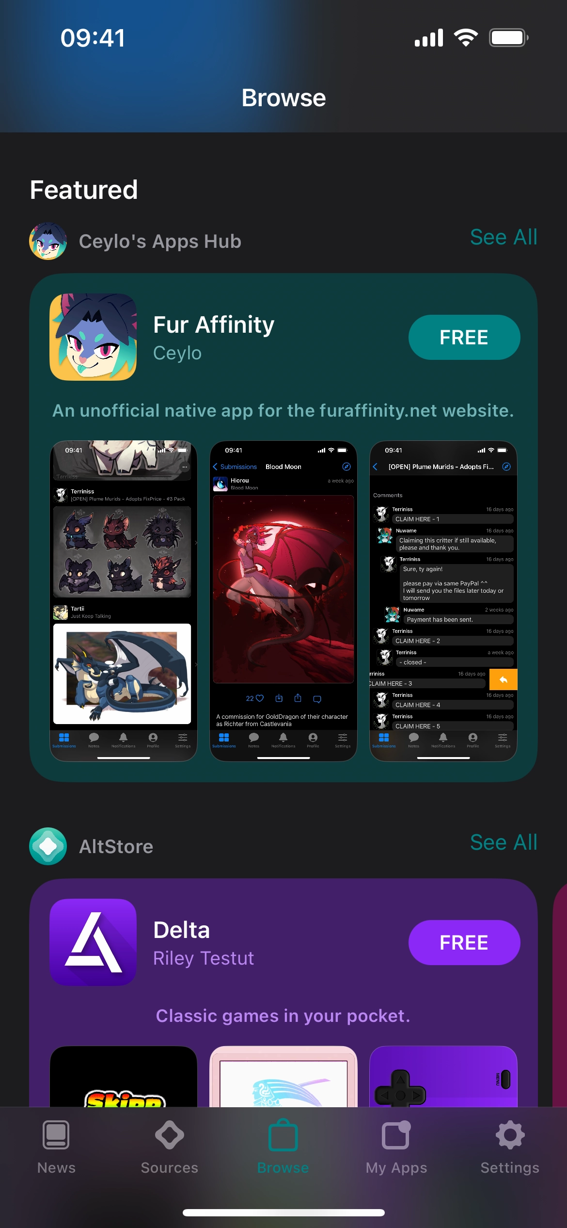 app preview in AltStore